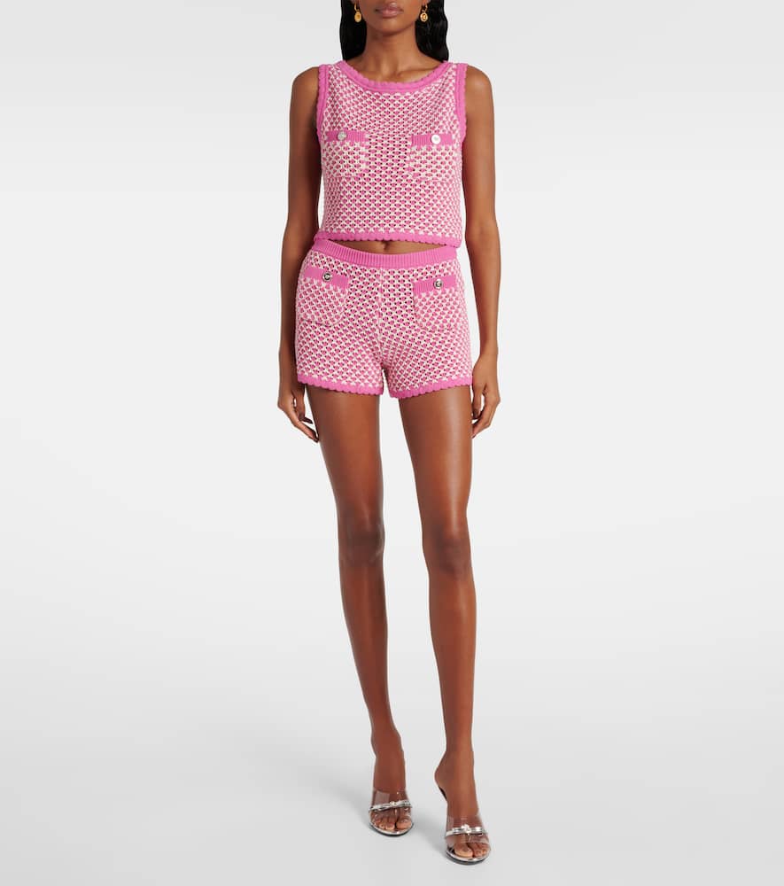 Crochet cotton-blend shorts
