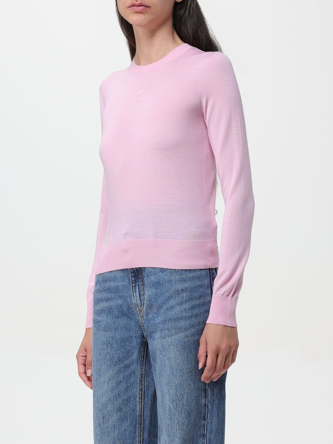 Logo-embossed wool jumper - Pink