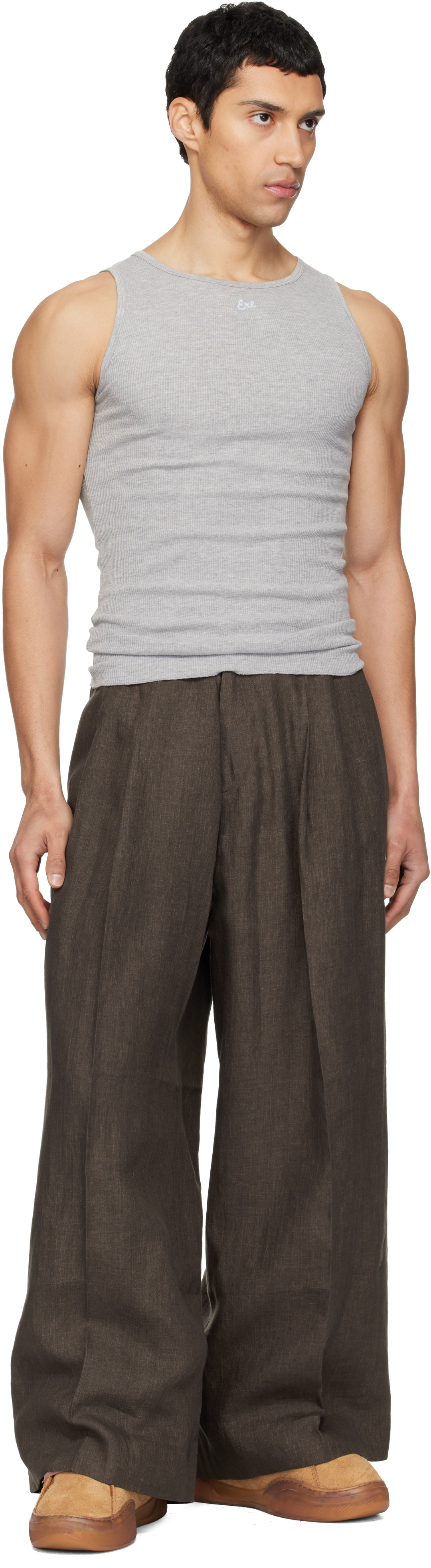 Gray Logo Patch Tank Top