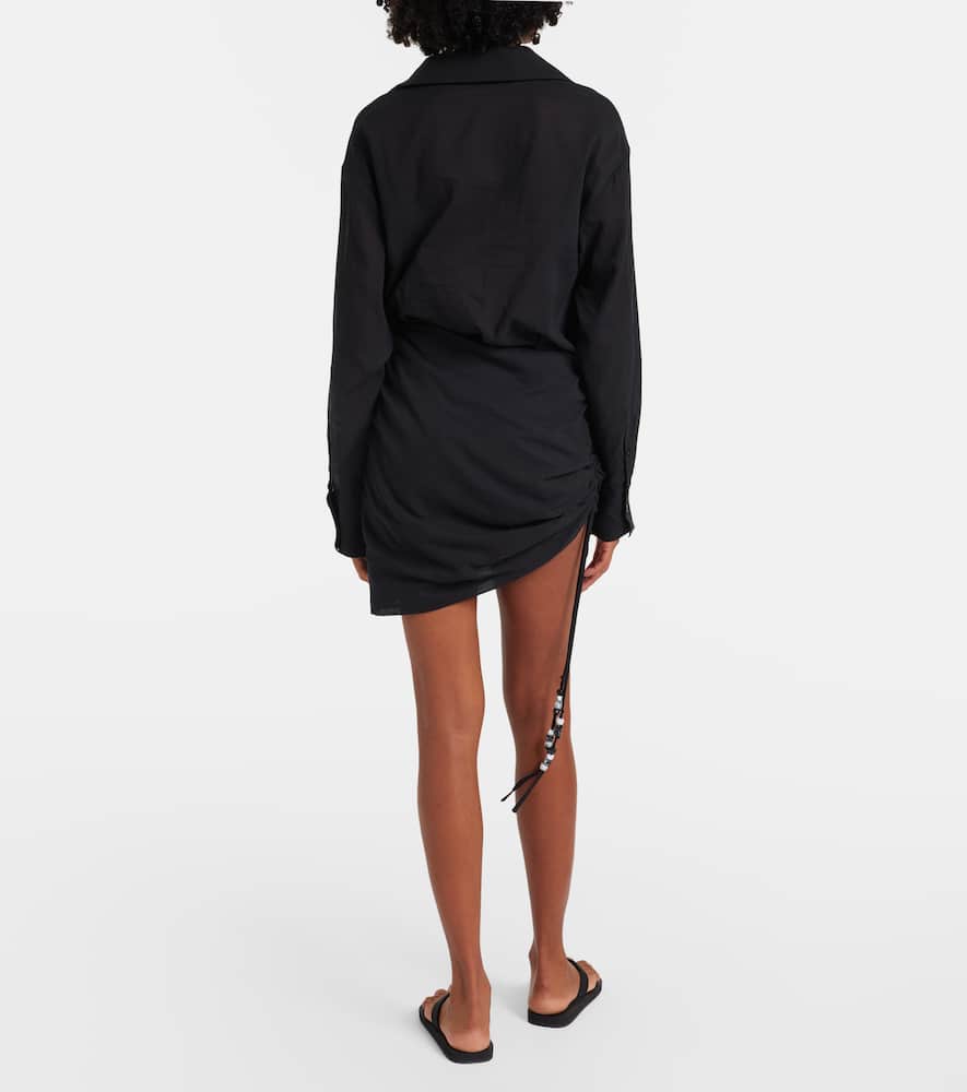 Azura ruched cotton wrap dress