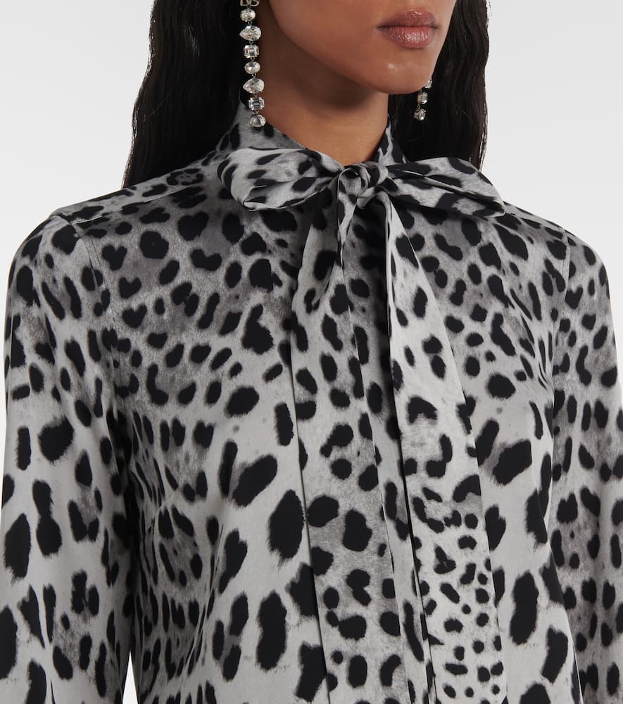 Leopard-print silk-blend shirt