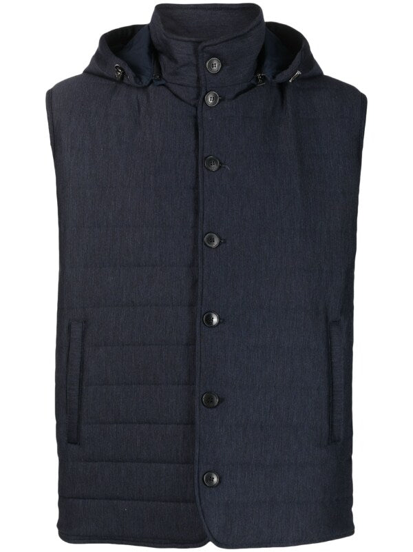Detachable Hoodie Padded Gilet — Navy