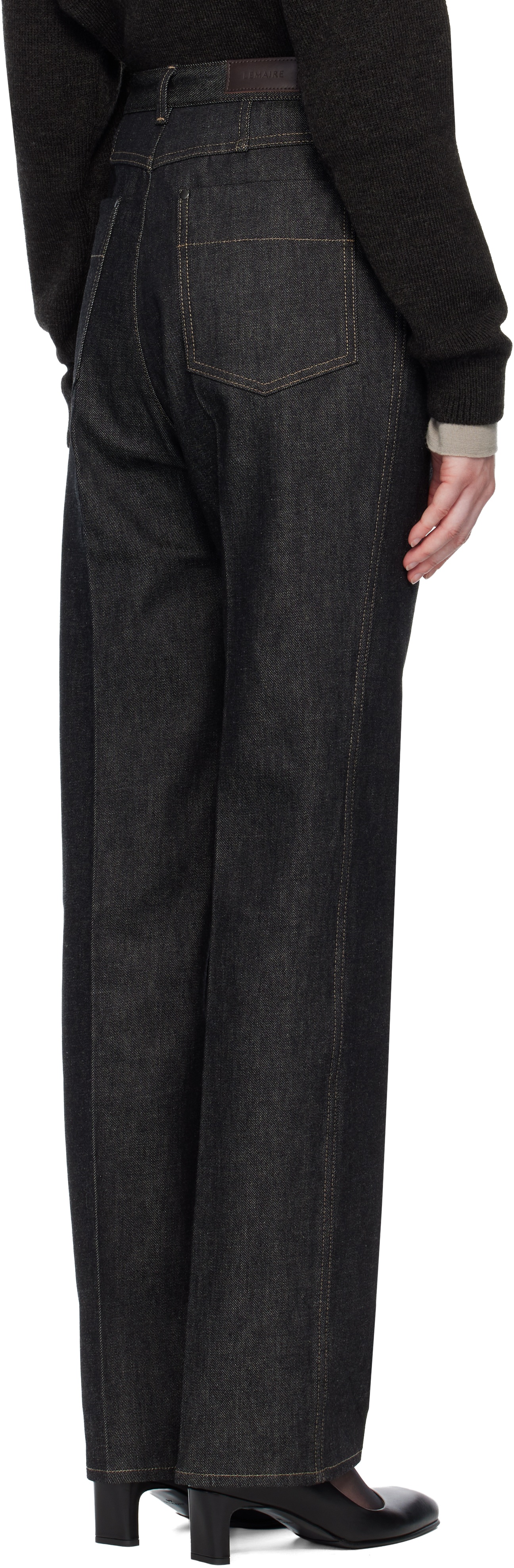 Navy High Waisted Straight Jeans