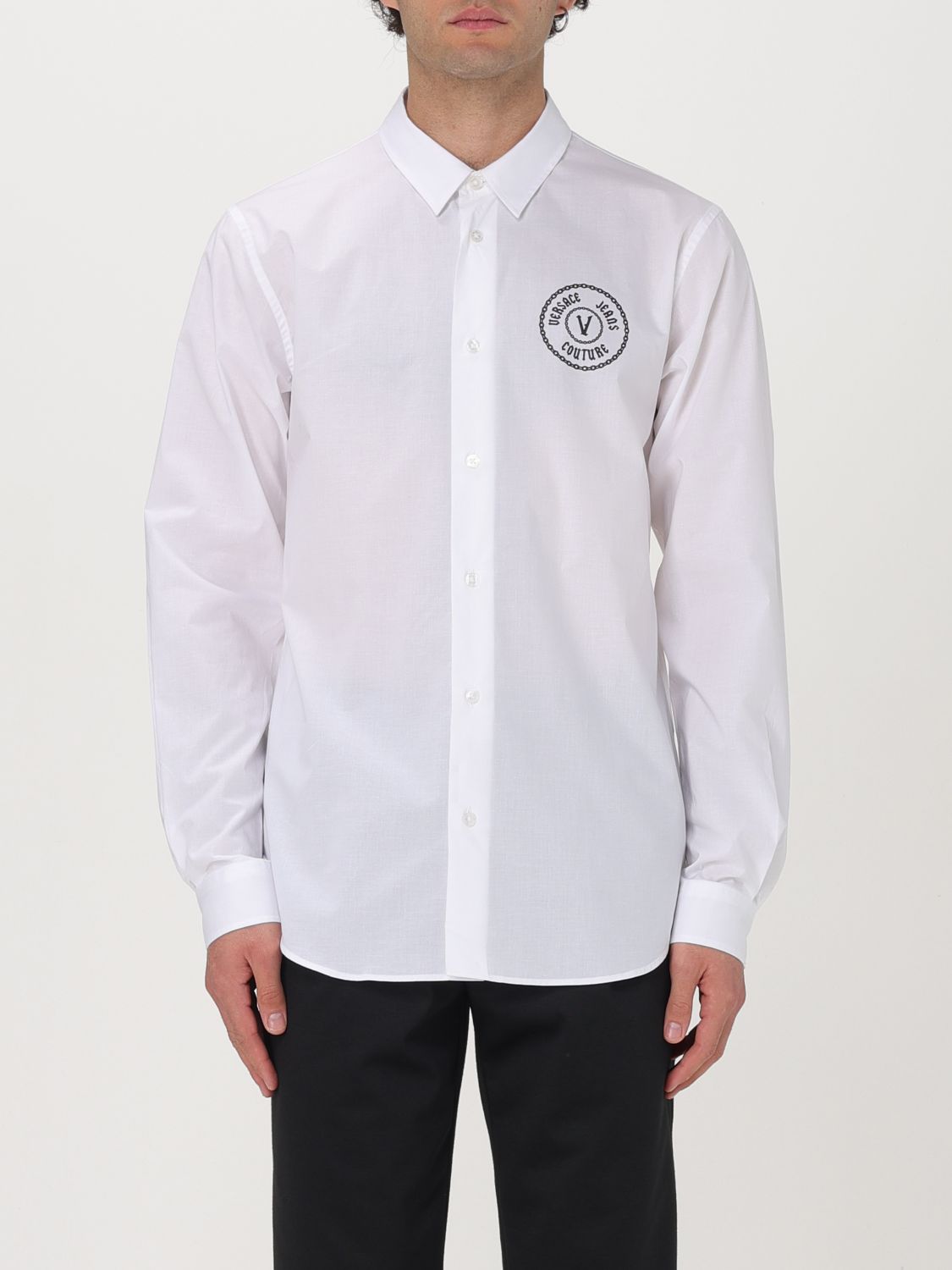 Chain V-Emblem shirt - White