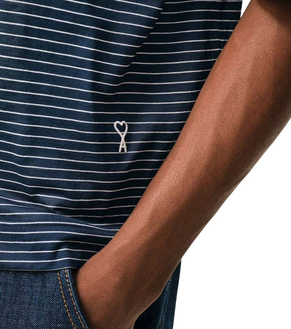 Blue Shirt Collar Striped Polo