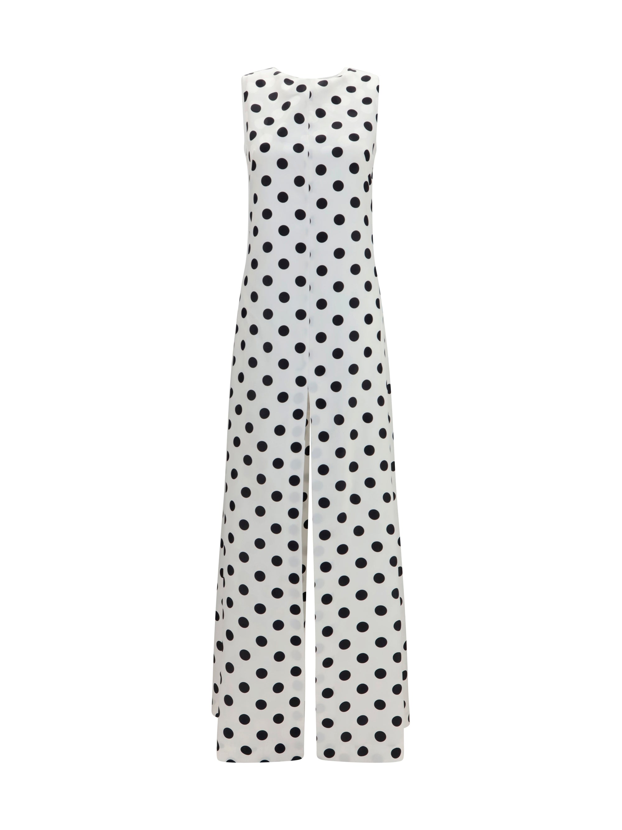 Polka-Dot Silk Maxi Dress — White