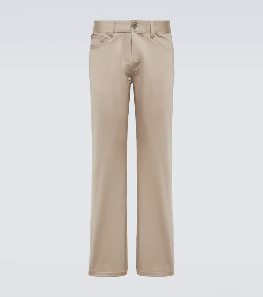 Cotton satin straight pants