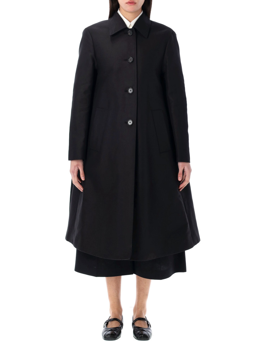 Minimalist Black Cotton Raincoat For Women