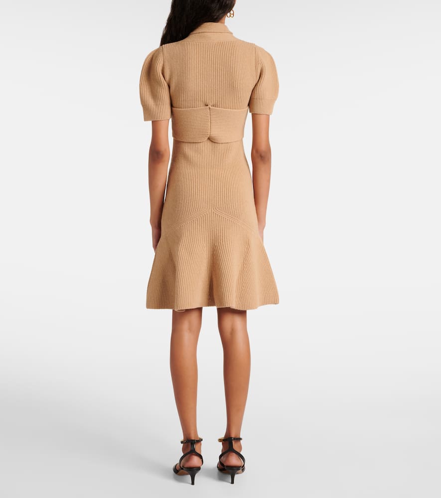 Scarf-detail wool and cashmere minidress