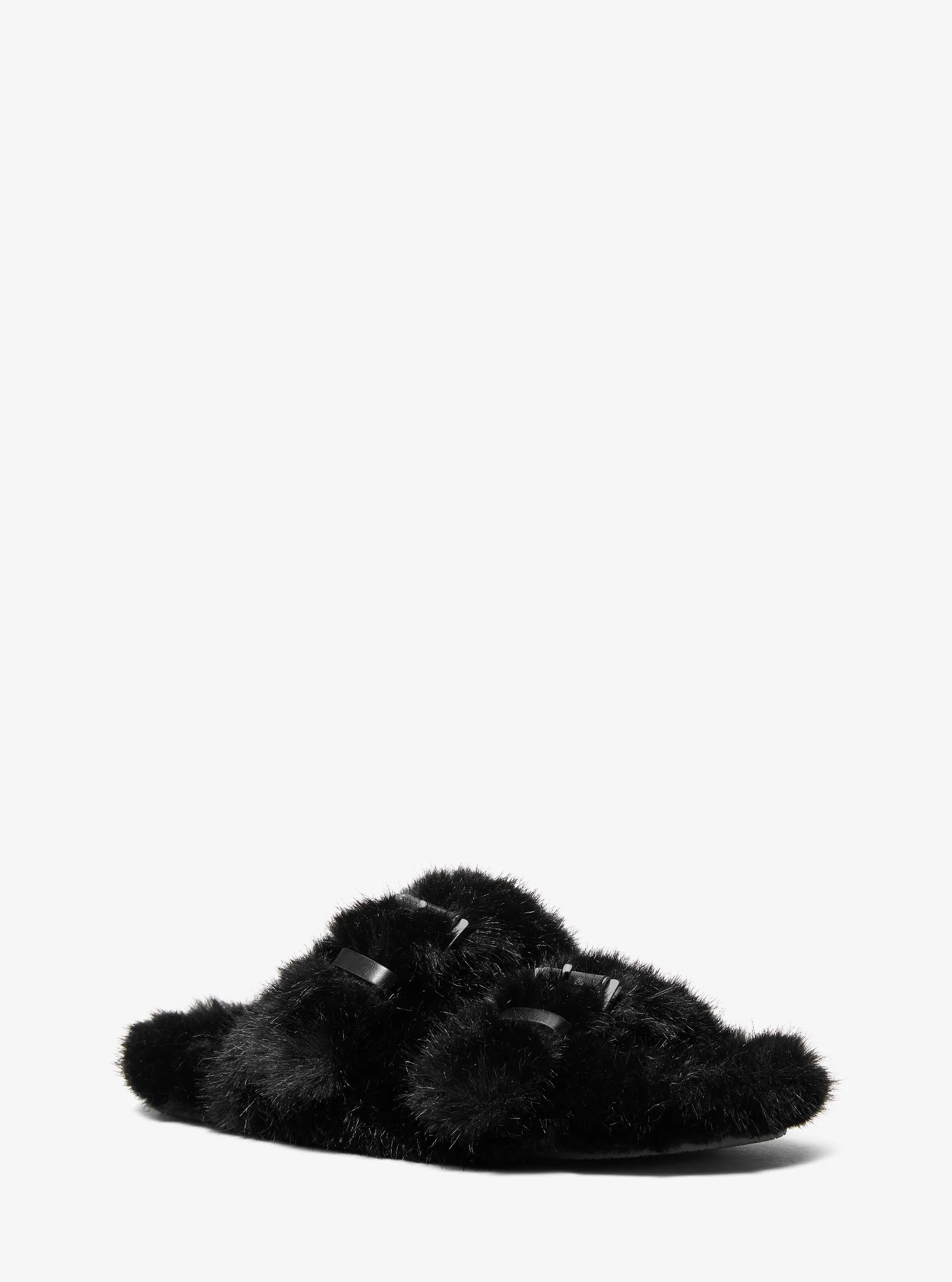Michael Kors Byers Faux Fur Slide Sandal in Black - size 8 by