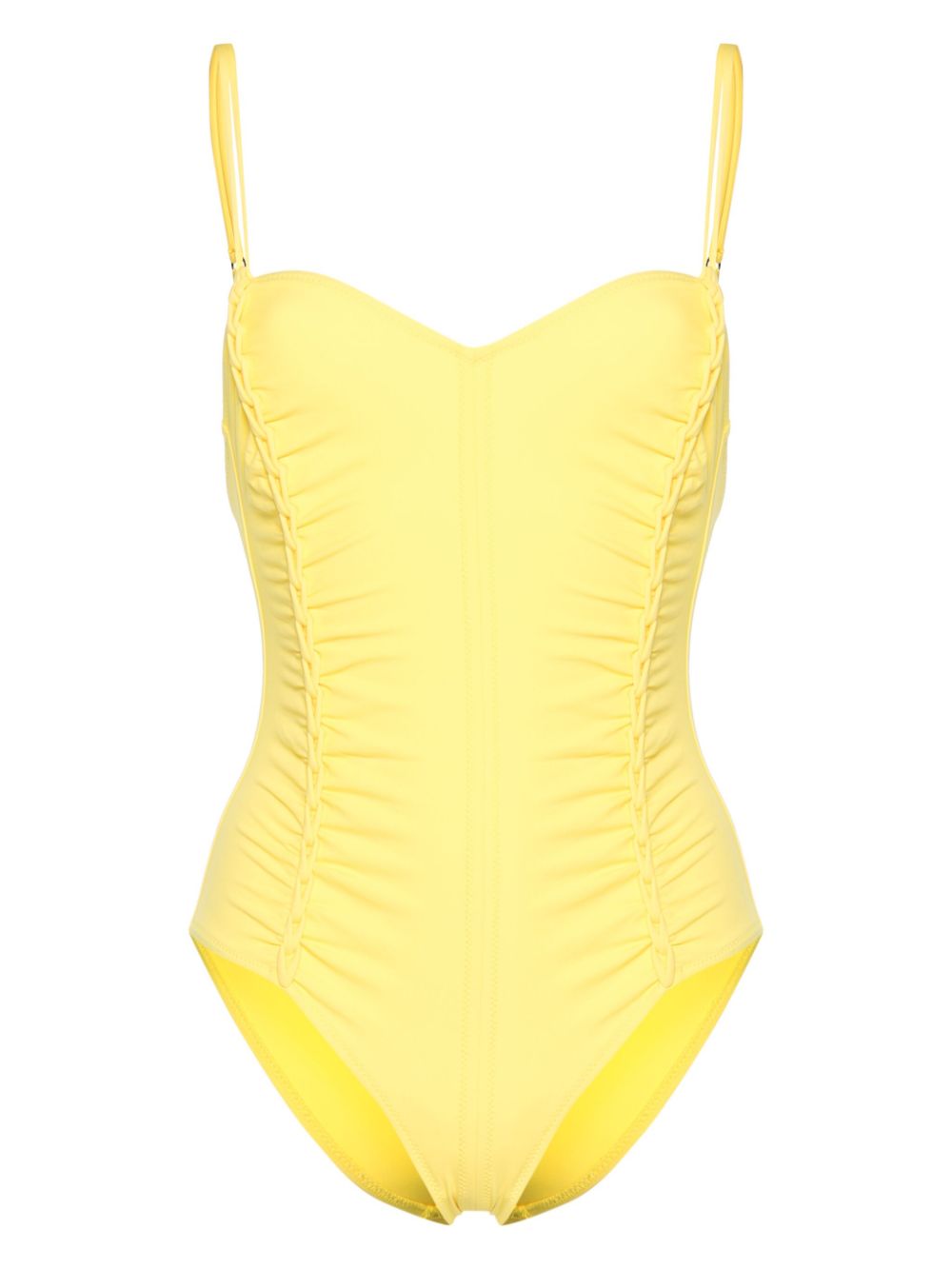 Sweetheart-neck ruched swimsuit - Yellow