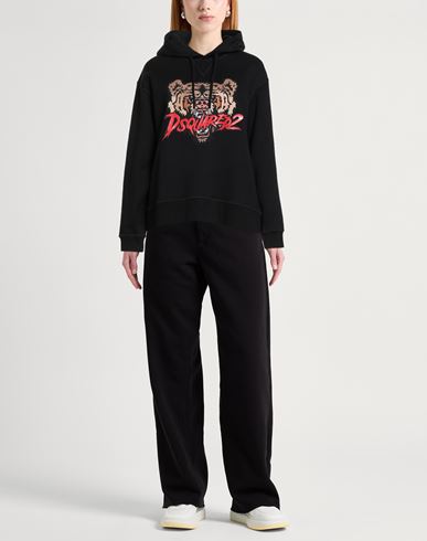 Woman Sweatshirt Black Size L Cotton