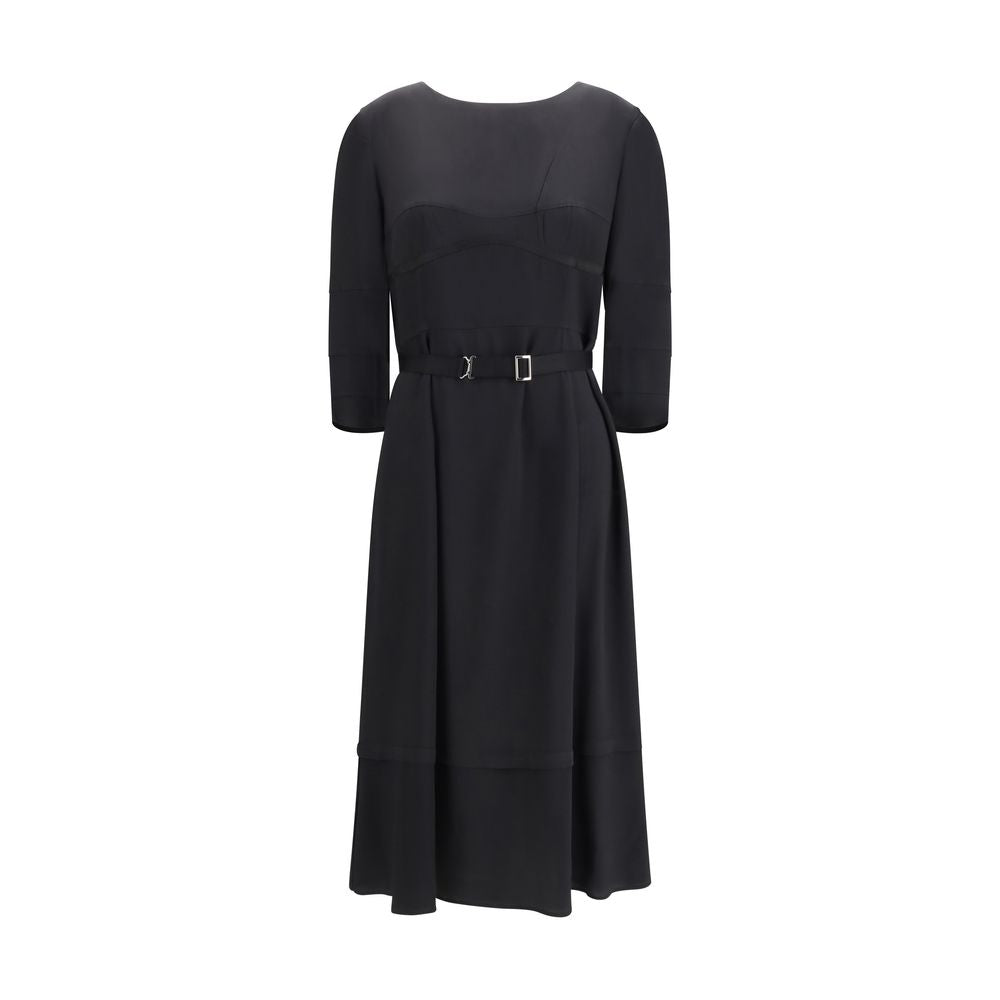 Acetate and Silk Blend Dress — Black