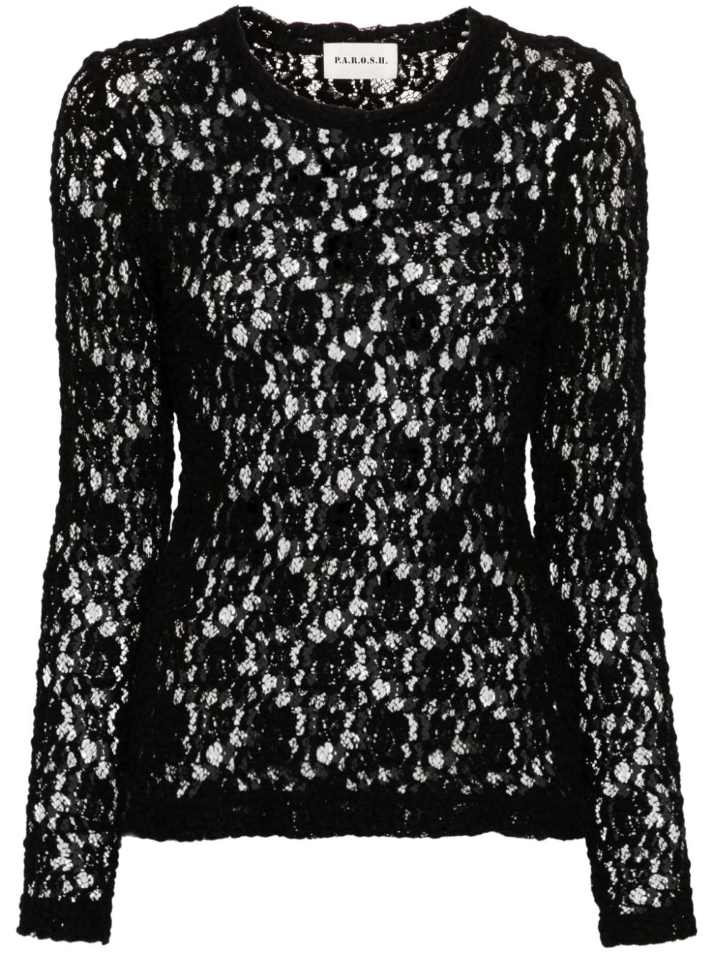 Lace semi-sheer top - Black