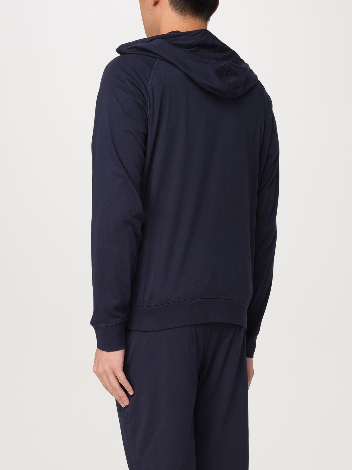 Zip-up cotton hoodie - Black