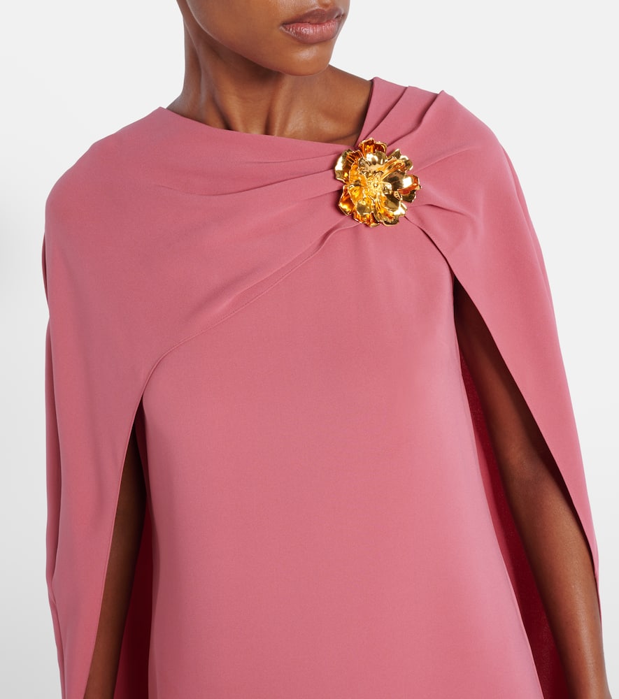 Caped silk-blend gown