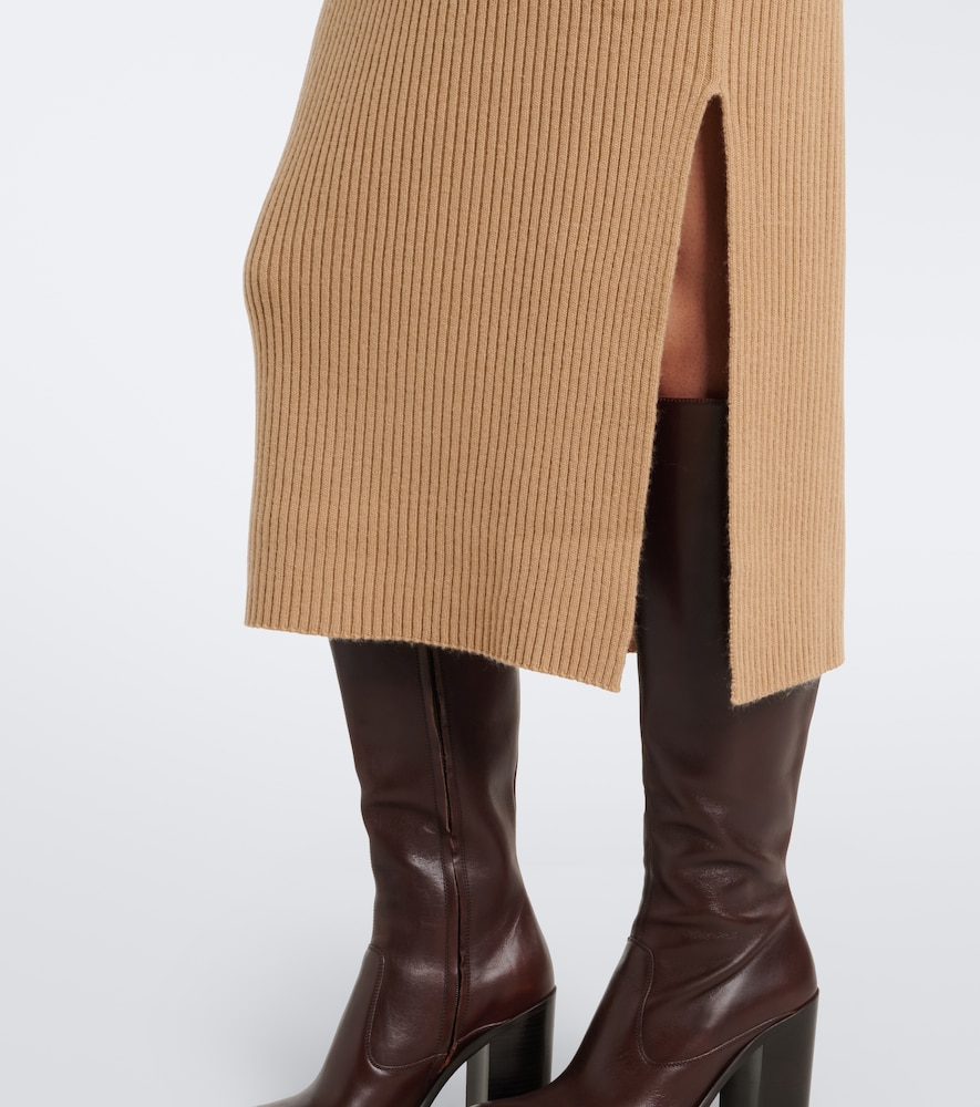 Virgin wool and cashmere midi skirt