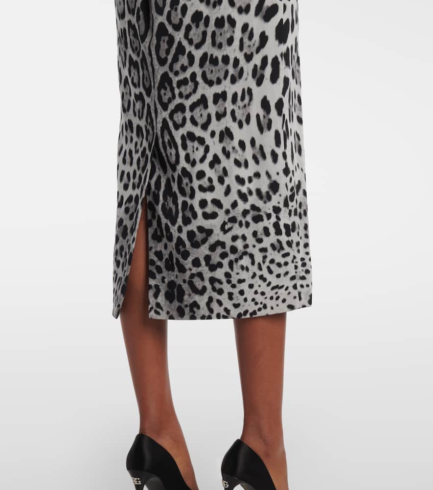 Leopard-print silk-blend midi dress