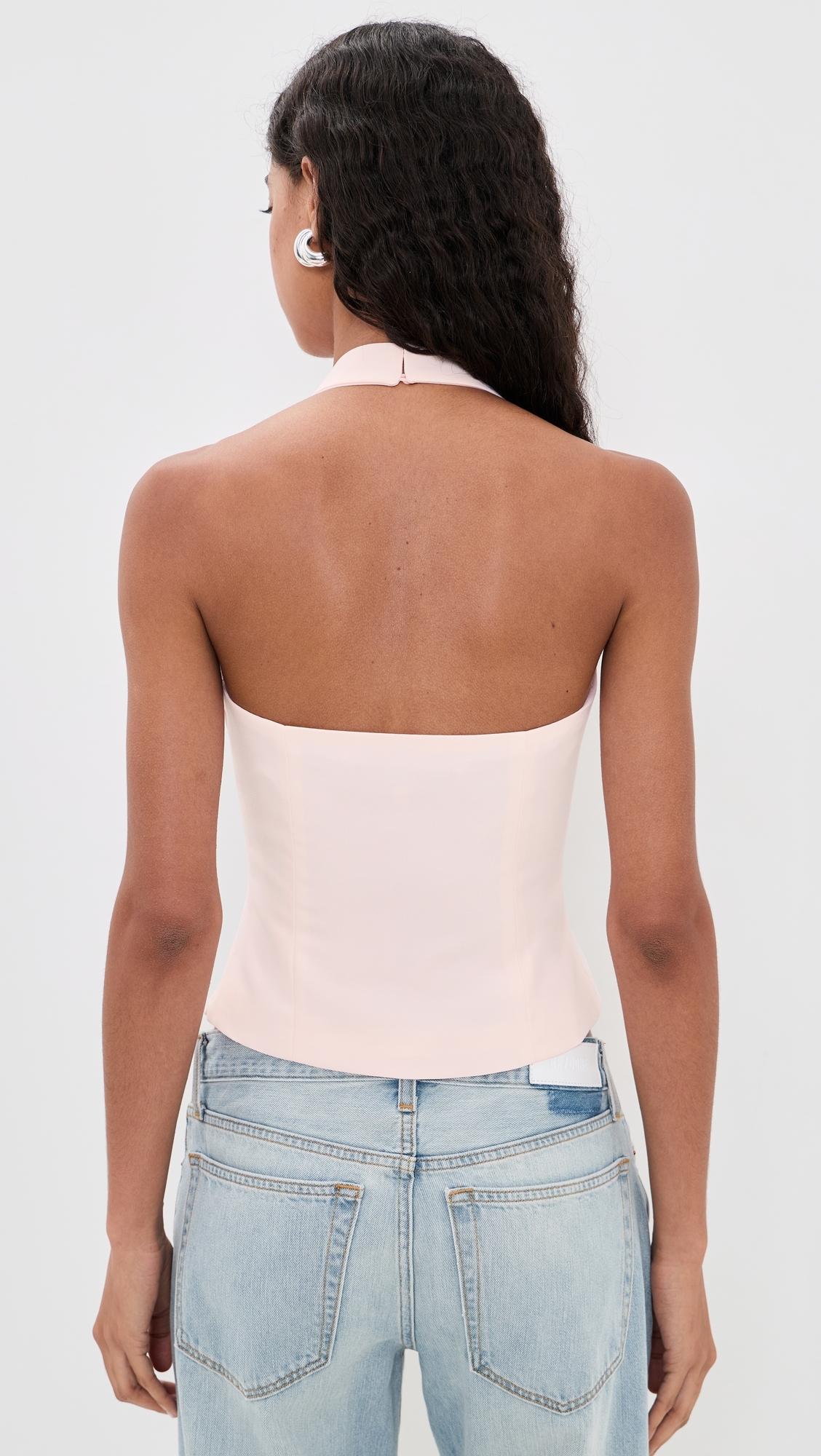 Halter Tie Up Detail Top Light Pink