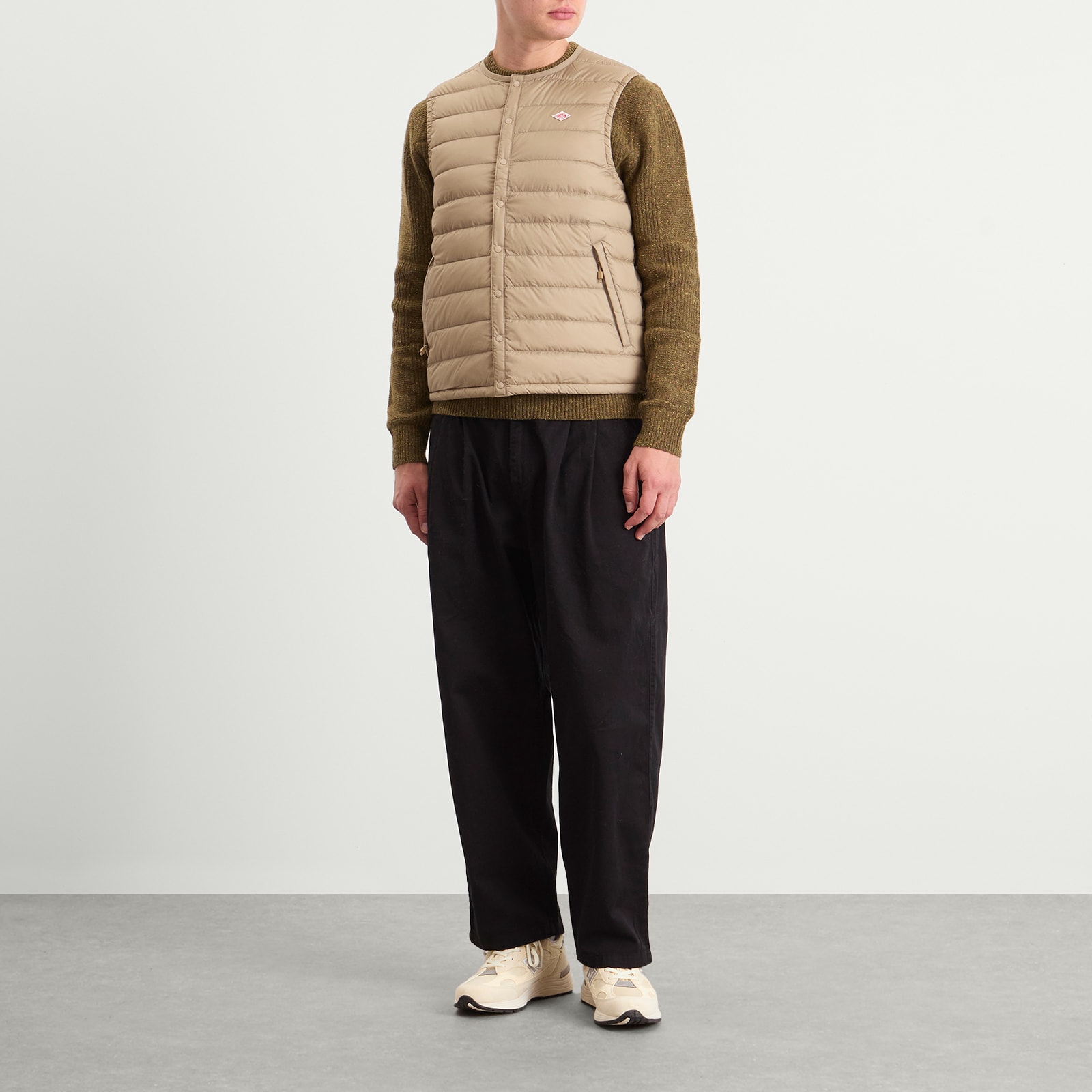 Men's Inner Down Crewneck Vest Sand Beige