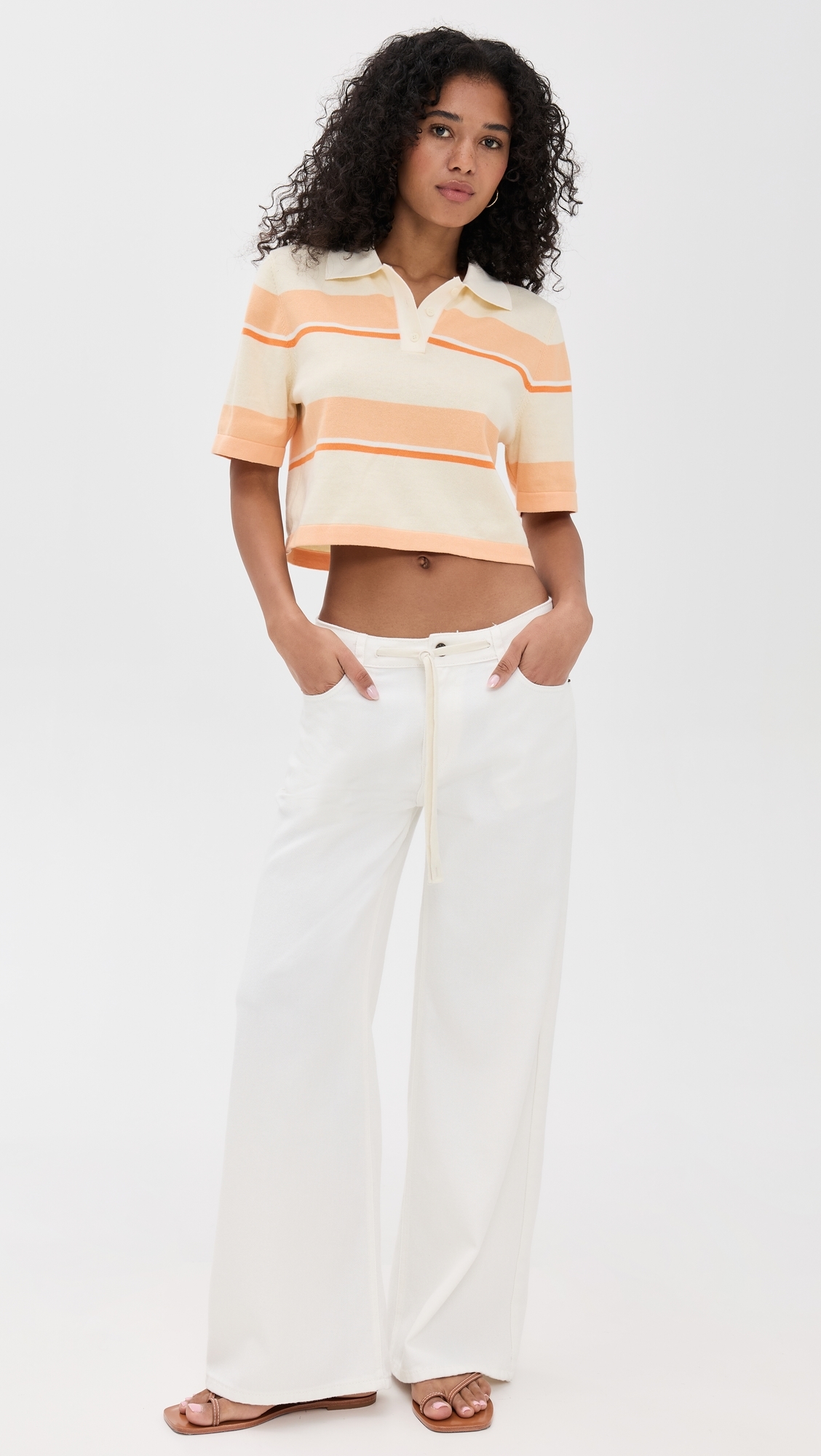 Short Sleeve Striped Polo Light Pink Stripe