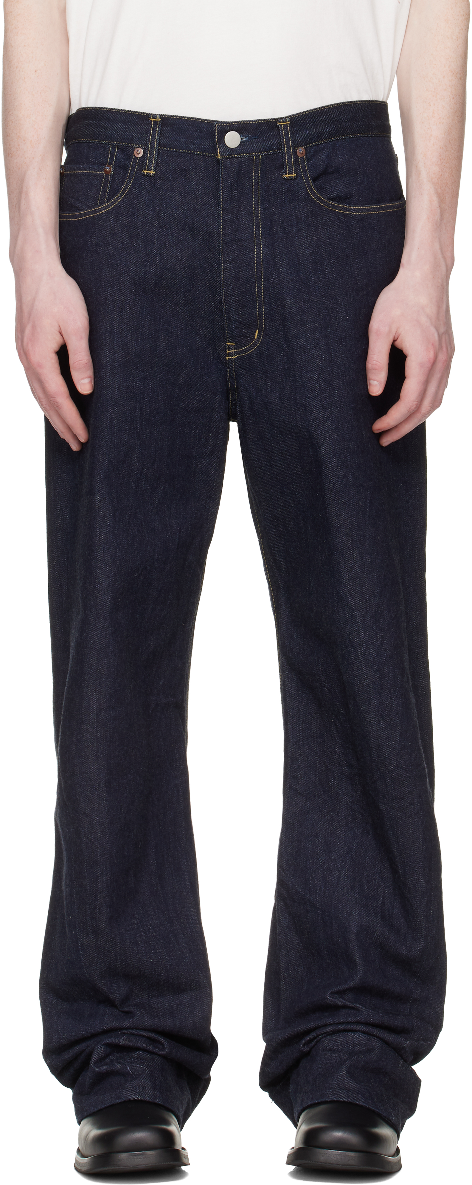 Navy Twist Cut Jeans