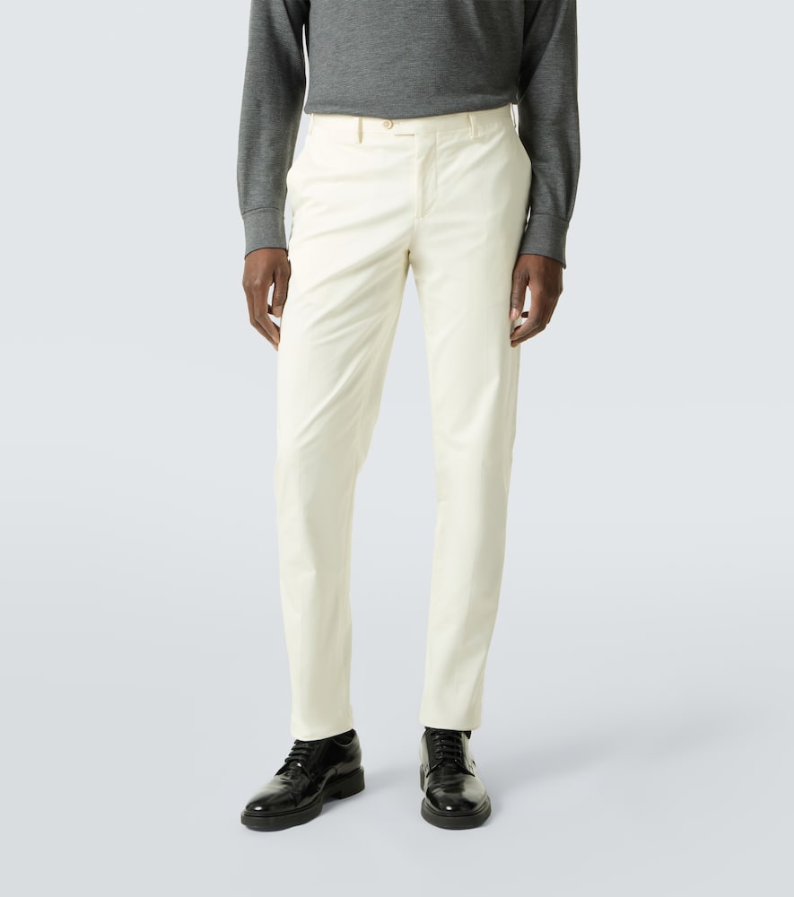 Mid-rise cotton slim pants