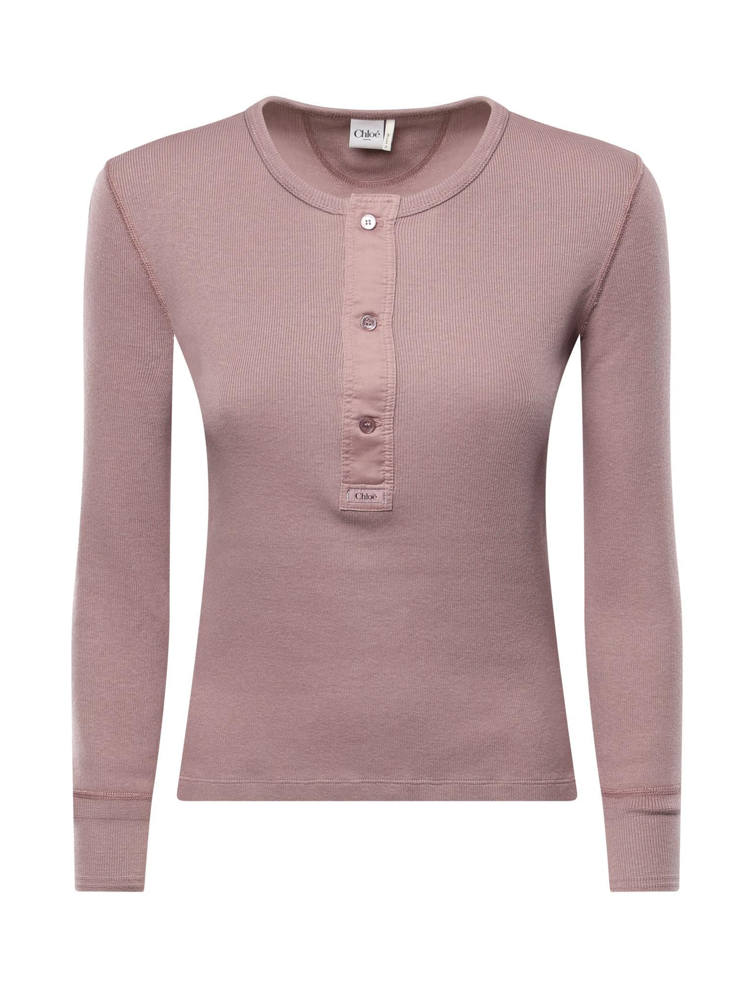 Ribbed Knit Henley Sweater — Purple