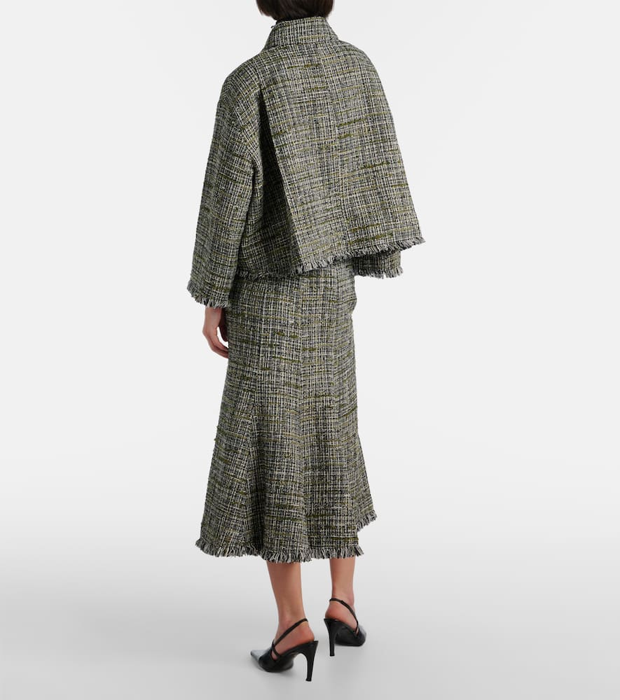 Floral-appliqué tweed jacket