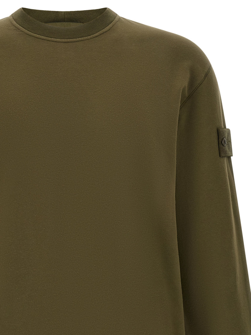 Green Solid Crew Neck Sweatshirt