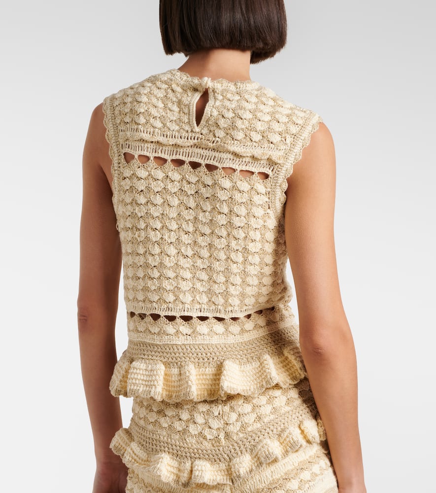Wanderlust lamé crochet tank top