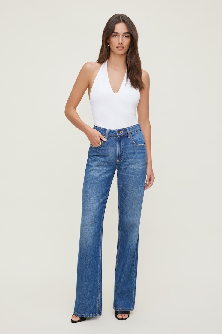Sculpt Plunge Halter Bodysuit - White - Women Clothing