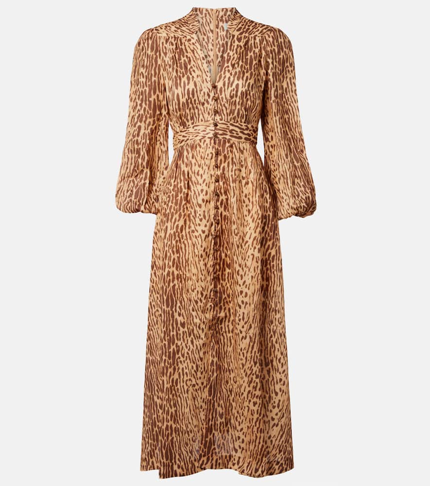 Cascadian leopard-print linen midi dress