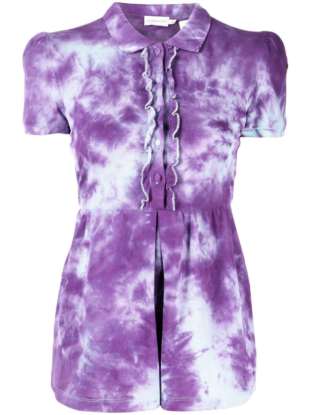 Tie-dye peplum polo top - Purple
