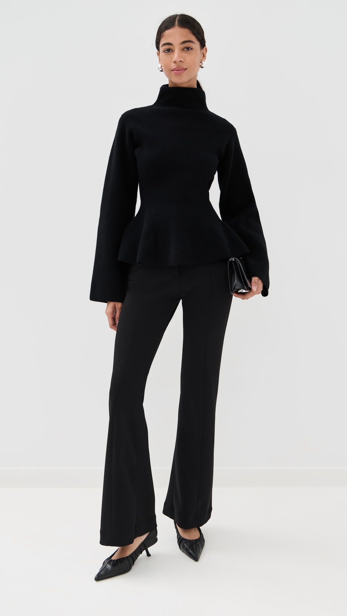 Kalea Pants in Compact Stretch Crepe Black