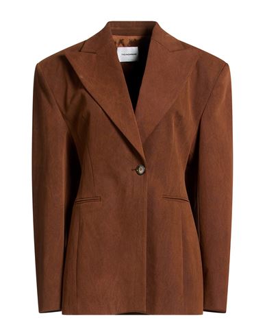 Woman Blazer Tan Size 4 Cotton, Elastane