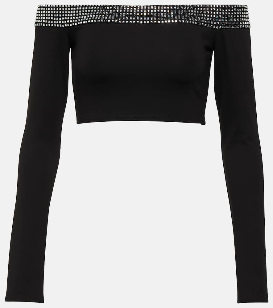 Crystal-embellished crop top