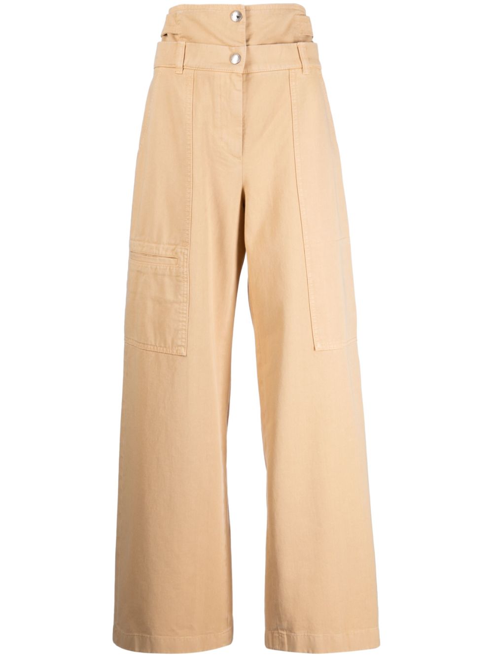 Layered-waist tapered trousers - Brown