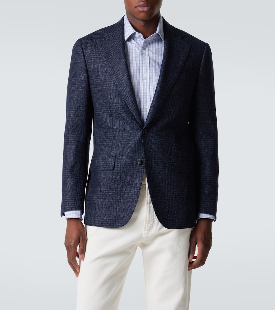 Checked wool and silk blazer
