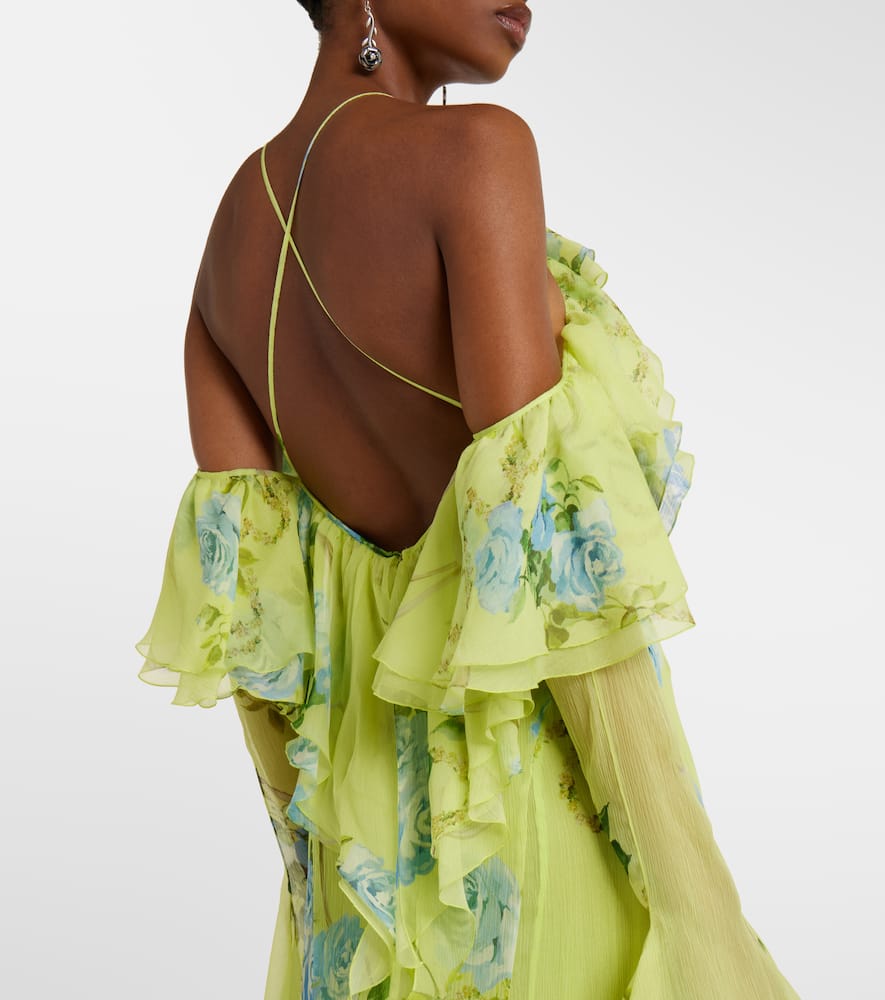 Floral silk crêpe maxi dress