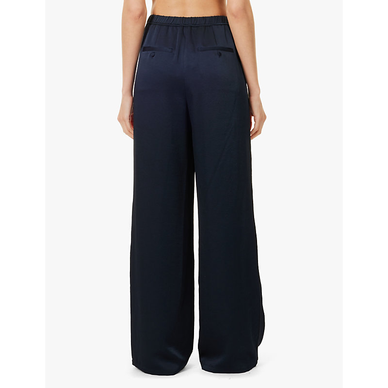 Womens Coastal Elasticated-waist Wide-leg Low-rise Woven Trousers S