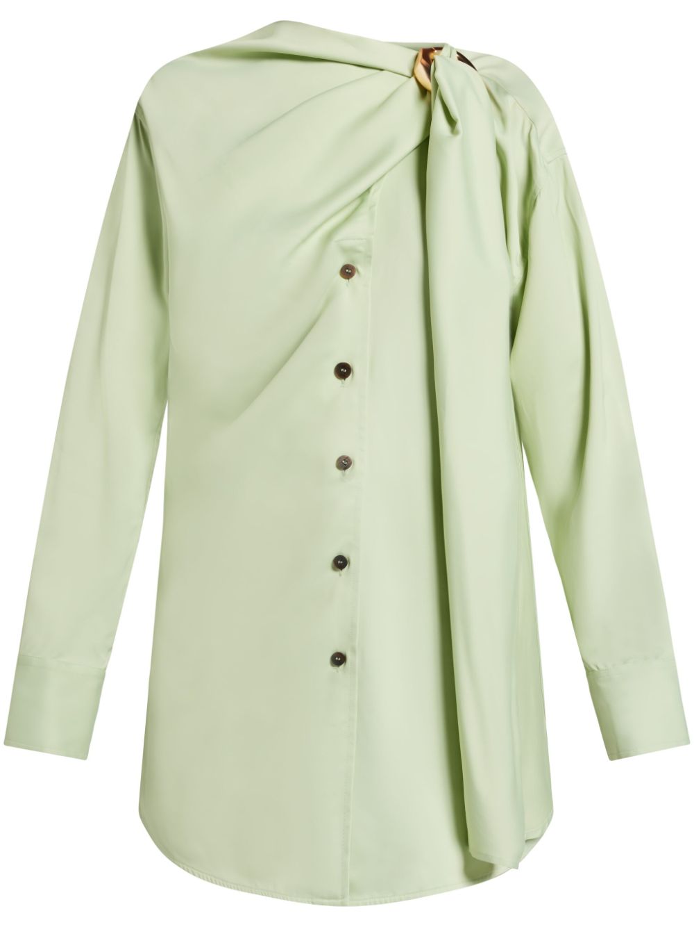 Draped-detail button-up shirt - Green