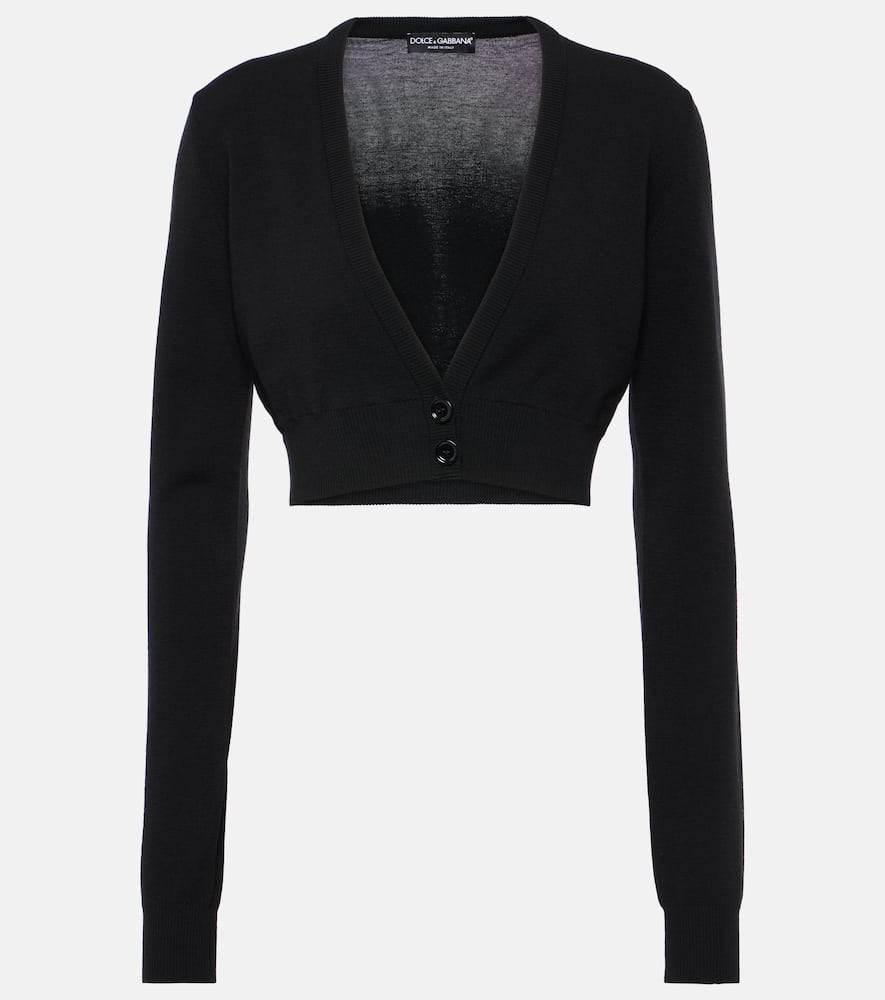 Cropped virgin wool cardigan