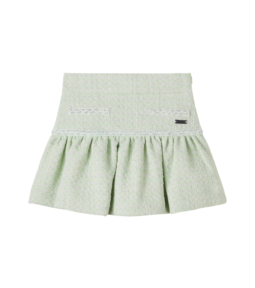 Cotton-blend lamé tweed skirt