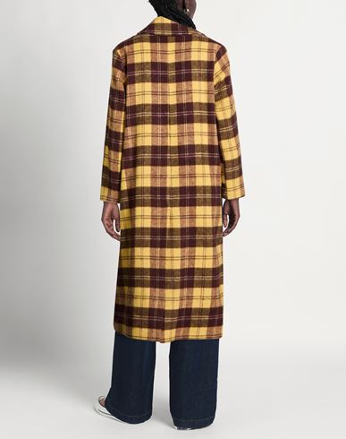 Woman Coat Yellow Size 12 Acrylic, Polyester, Wool