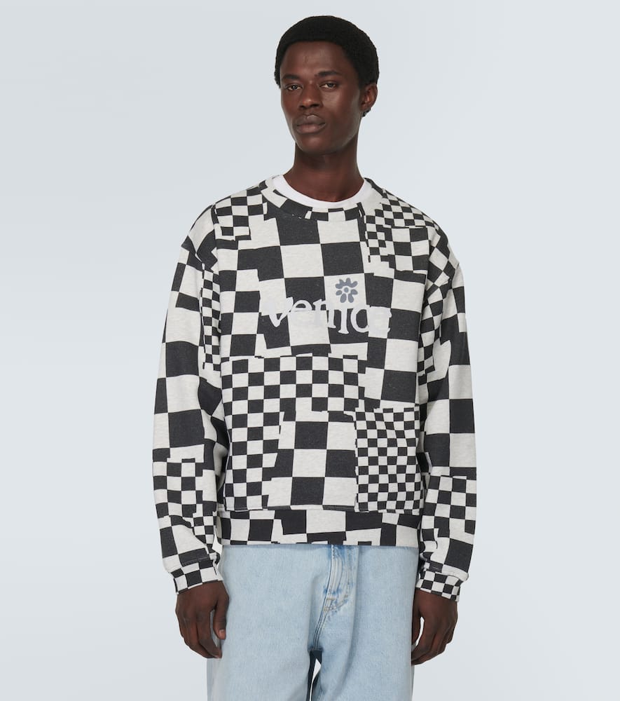 Checked cotton jersey sweatshirt