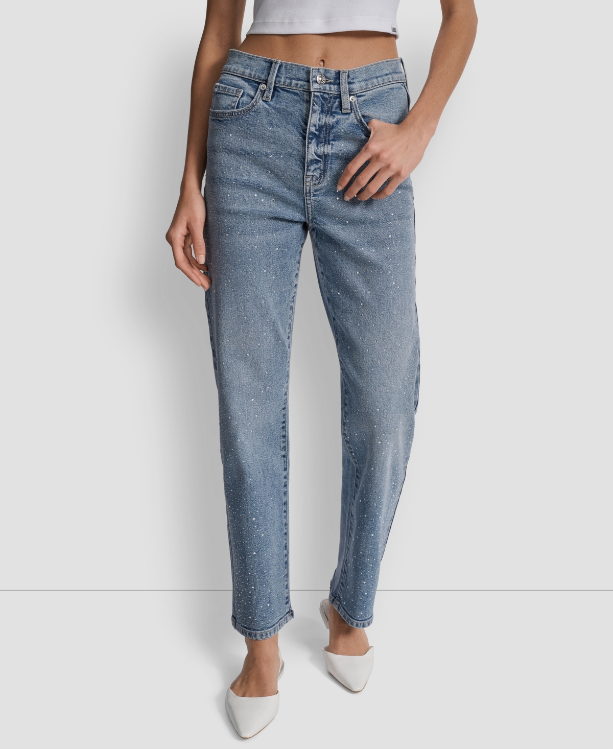 Women's High Rise Straight Fit Embellished Jeans - Jasper