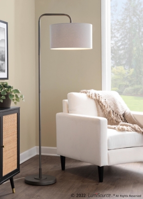 LumiSource Puck Arc Floor Lamp, Beige/Black