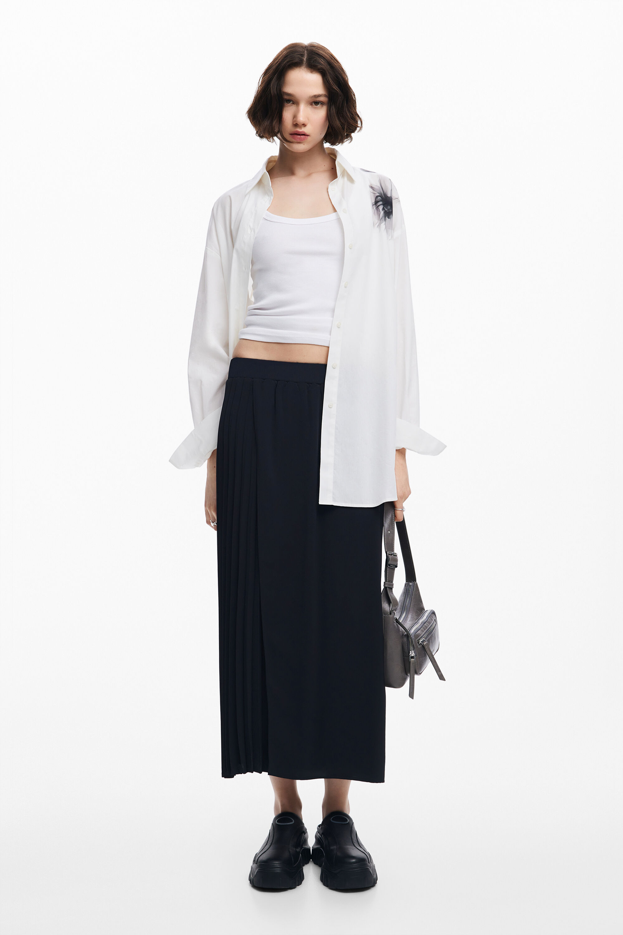 Pleated midi skirt