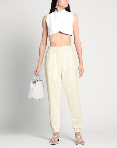 Woman Pants Ivory Size L Polyester, Elastane